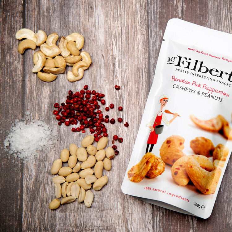 Mr. Filbert's Peruvian Pink Peppercorn Cashews & Peanuts 100g