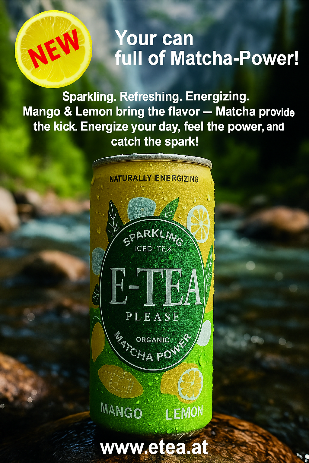 E Tea Iced Matcha Mango-Lemon Drink 250ml Six Pack