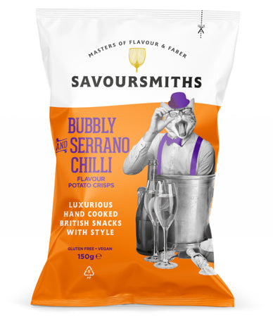 Savoursmith´s Crisps Bubbly and Serrano Chilli 150g