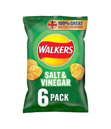Walkers Salt & Vinegar Multi Pack Crisps 6 x 25g