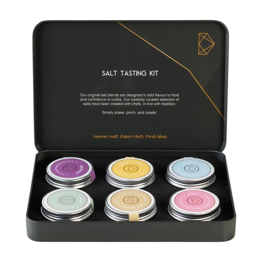 Dorset Salt Tasting Kit: Natural, Smoked, Chilli, Lemon & Thyme, Garlic, Beetroot Salts 6x15g